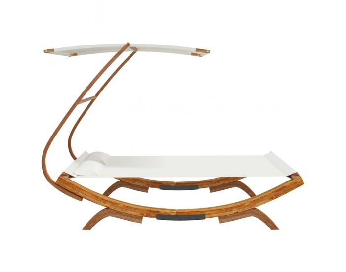 Sonata H Лаундж легло с навес 165x203x138 см извито дърво масив кремаво