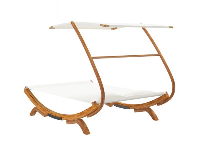 Sonata H Лаундж легло с навес 165x203x138 см извито дърво масив кремаво