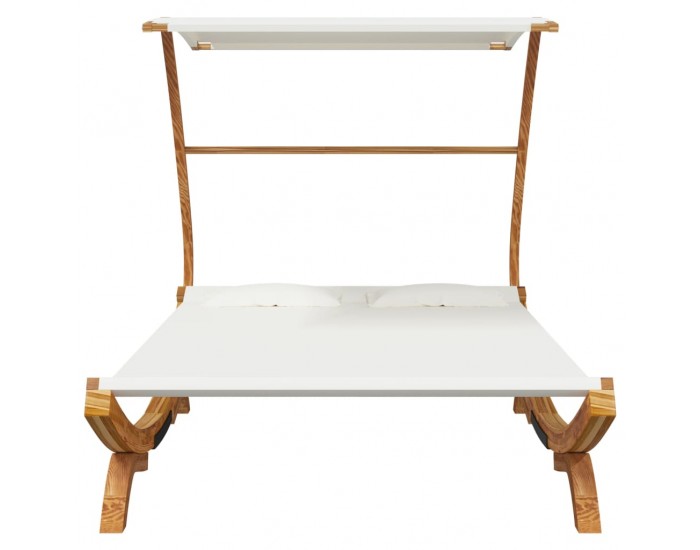 Sonata H Лаундж легло с навес 165x203x138 см извито дърво масив кремаво