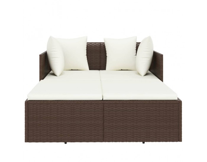 Sonata H Шезлонг с възглавници, кафяв, 182x118x63 см, полиратан