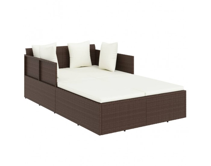 Sonata H Шезлонг с възглавници, кафяв, 182x118x63 см, полиратан