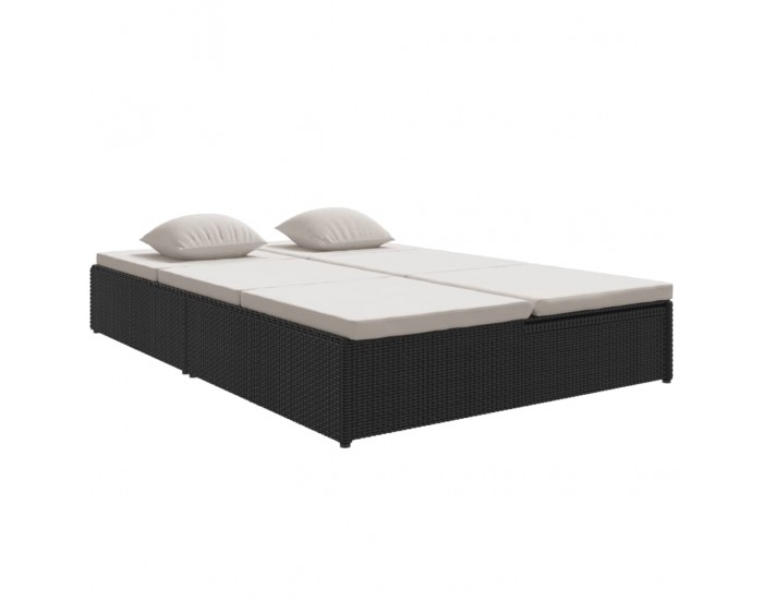 Sonata H Трансформиращ се шезлонг с възглавници, полиратан, черен