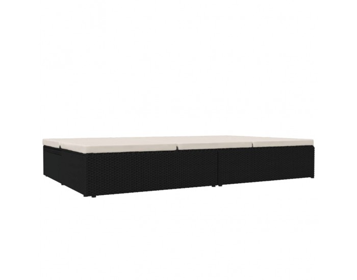 Sonata H Трансформиращ се шезлонг с възглавници, полиратан, черен