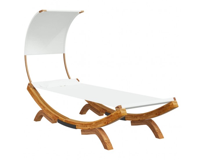 Sonata H Лаундж легло с навес 100x200x126 см извито дърво масив кремав