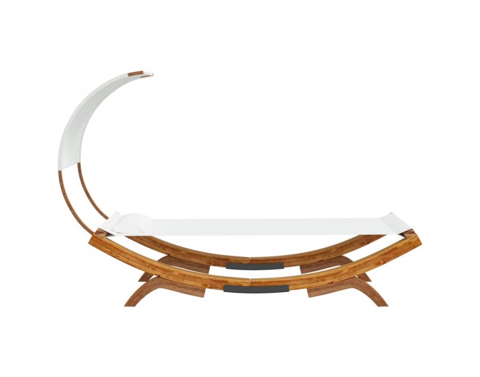 Sonata H Лаундж легло с навес 100x200x126 см извито дърво масив кремав