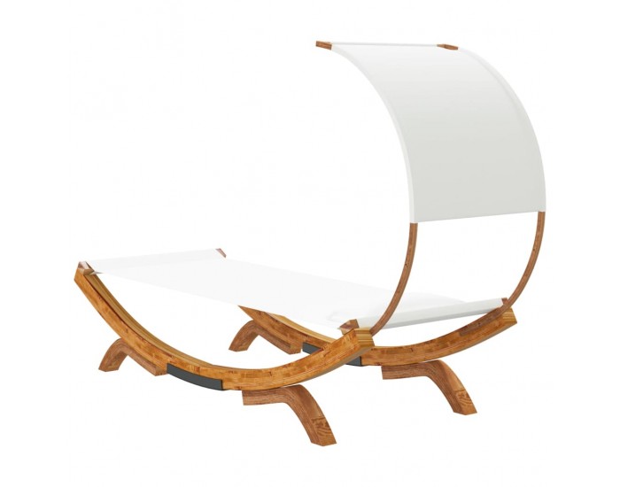 Sonata H Лаундж легло с навес 100x200x126 см извито дърво масив кремав