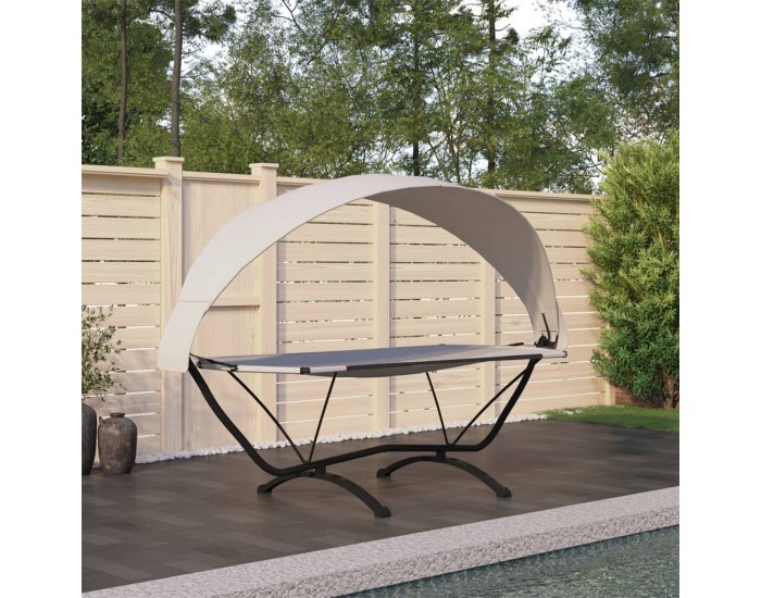 Sonata H Лаундж легло със сенник, кремаво, стомана и плат Оксфорд