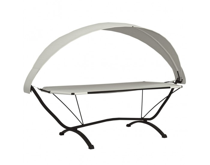 Sonata H Лаундж легло със сенник, кремаво, стомана и плат Оксфорд