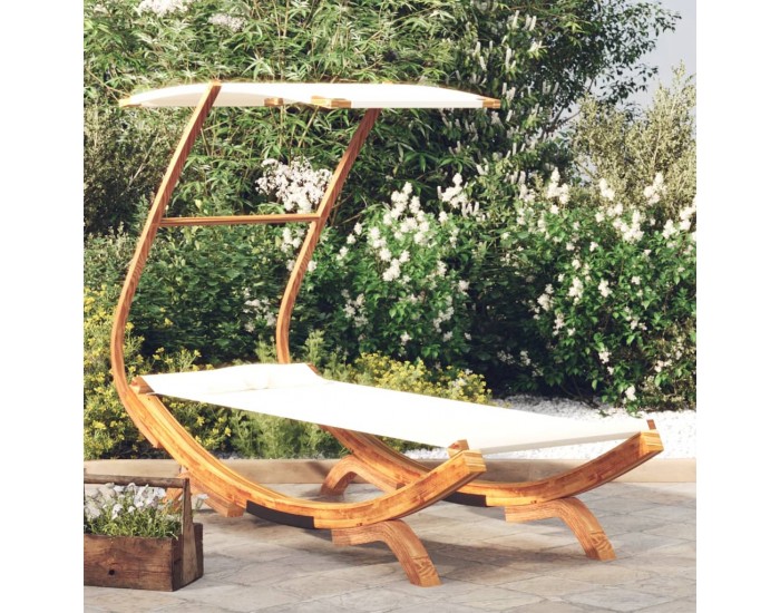 Sonata H Лаундж легло с навес 100x190x134 см извито дърво масив кремаво