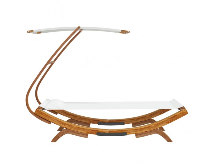 Sonata H Лаундж легло с навес 100x190x134 см извито дърво масив кремаво