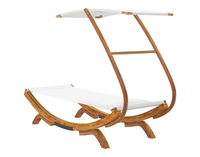 Sonata H Лаундж легло с навес 100x190x134 см извито дърво масив кремаво