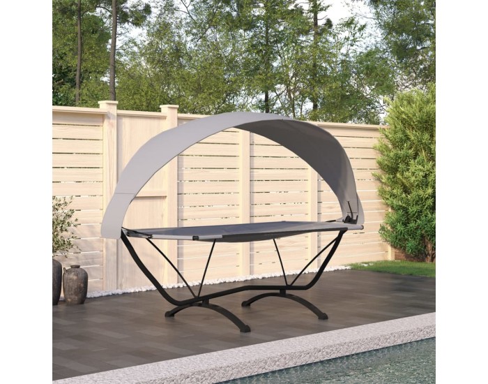 Sonata H Лаундж легло със сенник, сиво, стомана и плат Оксфорд