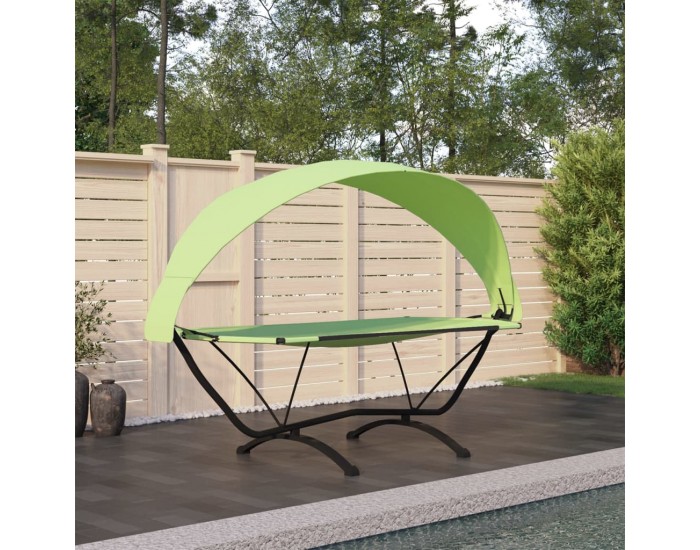 Sonata H Лаундж легло със сенник, зелено, стомана и плат Оксфорд