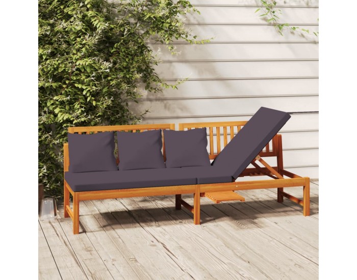 Sonata H Дневно легло със сиви възглавници 200x60x75 см масивна акация