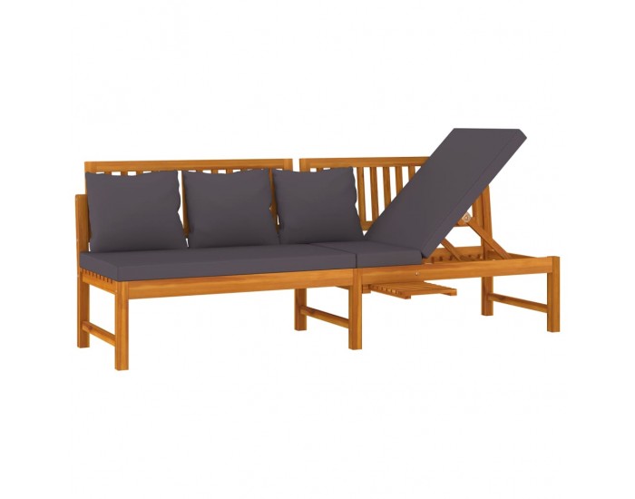 Sonata H Дневно легло със сиви възглавници 200x60x75 см масивна акация