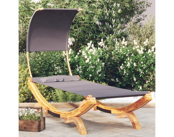Sonata H Лаундж легло с навес 100x200x126 см извито дърво масив антрацит