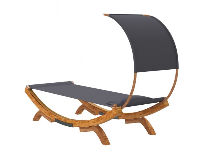 Sonata H Лаундж легло с навес 100x200x126 см извито дърво масив антрацит