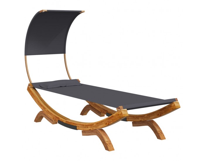 Sonata H Лаундж легло с навес 100x200x126 см извито дърво масив антрацит