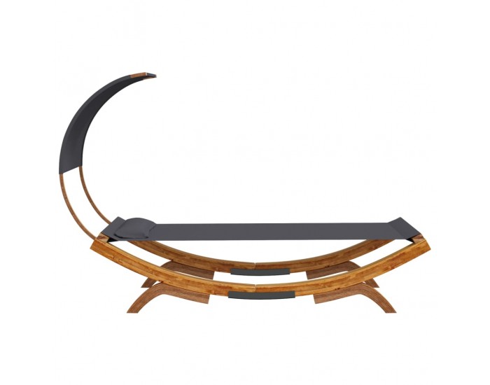 Sonata H Лаундж легло с навес 100x200x126 см извито дърво масив антрацит