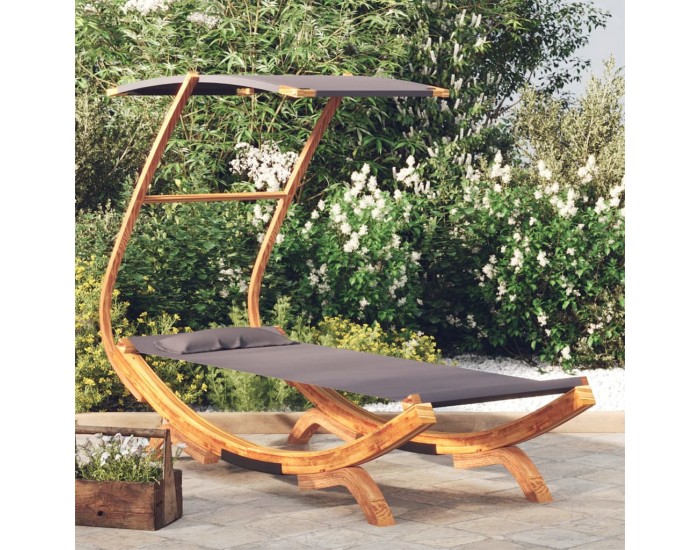 Sonata H Лаундж легло с навес 100x190x134 см извито дърво масив антрацит