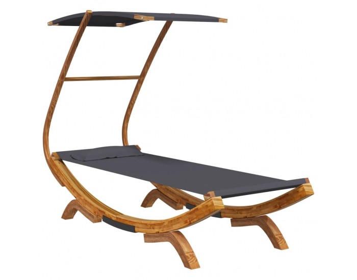 Sonata H Лаундж легло с навес 100x190x134 см извито дърво масив антрацит