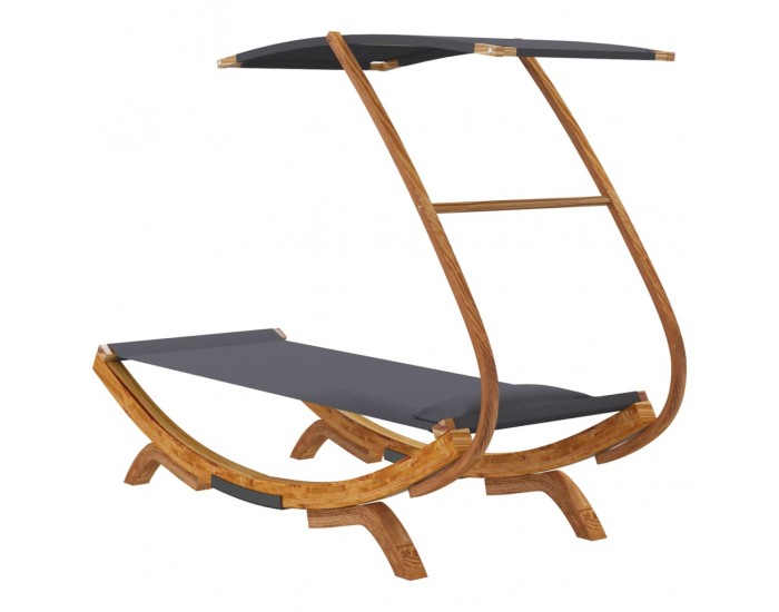 Sonata H Лаундж легло с навес 100x190x134 см извито дърво масив антрацит