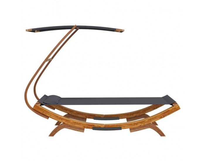 Sonata H Лаундж легло с навес 100x190x134 см извито дърво масив антрацит