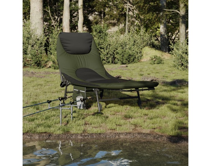 Sonata H Легло за риболов с регулируеми лапи за кал, сгъваемо, зелен