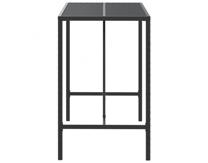 Sonata H Бар маса със стъклен плот, черна, 110x70x110 см, полиратан