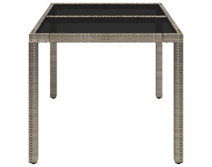 Sonata H Градинска маса със стъклен плот сива 90x90x75 см полиратан