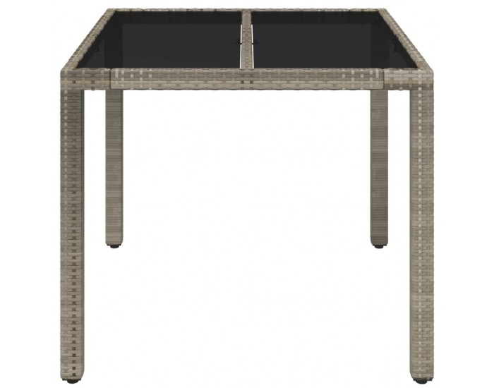 Sonata H Градинска маса със стъклен плот сива 90x90x75 см полиратан
