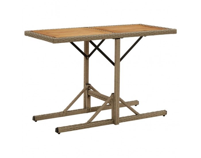 Sonata H Градинска маса, бежова, акациево дърво масив и полиратан