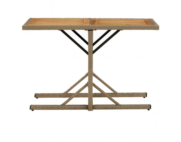 Sonata H Градинска маса, бежова, акациево дърво масив и полиратан