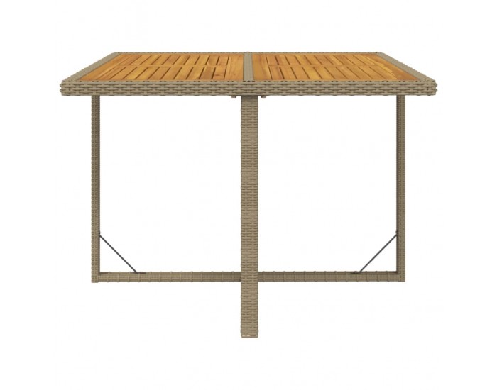 Sonata H Градинска маса, бежова, 109x107x74 см, полиратан и акация масив