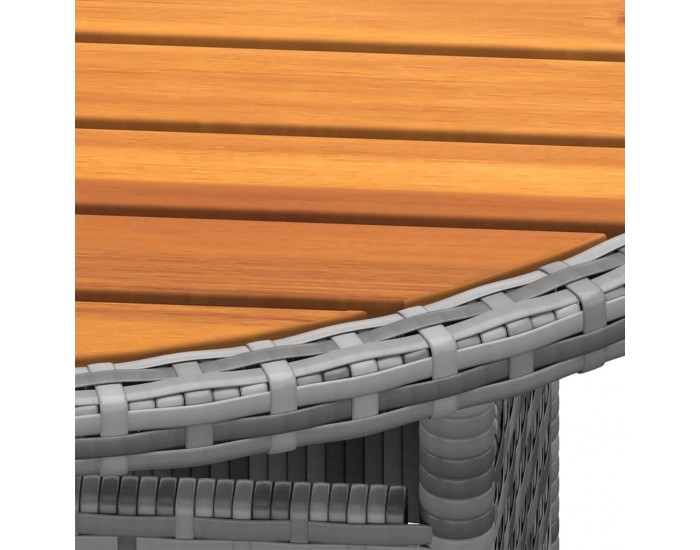 Sonata H Градинска маса, Ø80x75 см, акациево дърво и полиратан, сива