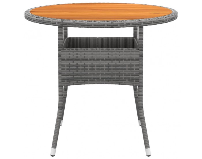 Sonata H Градинска маса, Ø80x75 см, акациево дърво и полиратан, сива