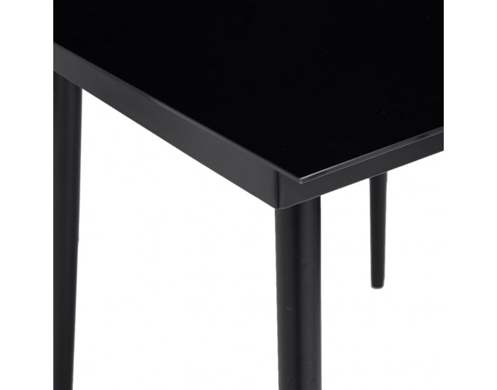 Sonata H Градинска трапезна маса, черна, 80x80x74 см, стомана и стъкло