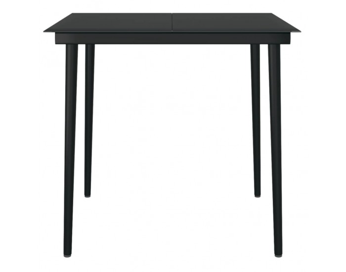 Sonata H Градинска трапезна маса, черна, 80x80x74 см, стомана и стъкло