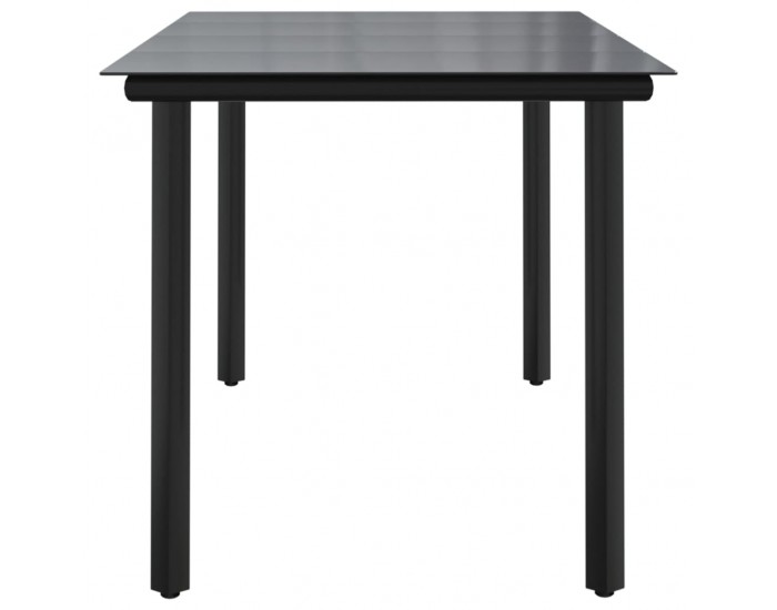 Sonata H Градинска маса, черна, 160x80x74 см, стомана и закалено стъкло