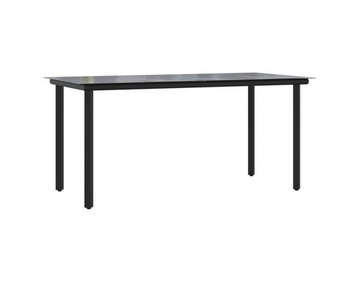 Sonata H Градинска маса, черна, 160x80x74 см, стомана и закалено стъкло