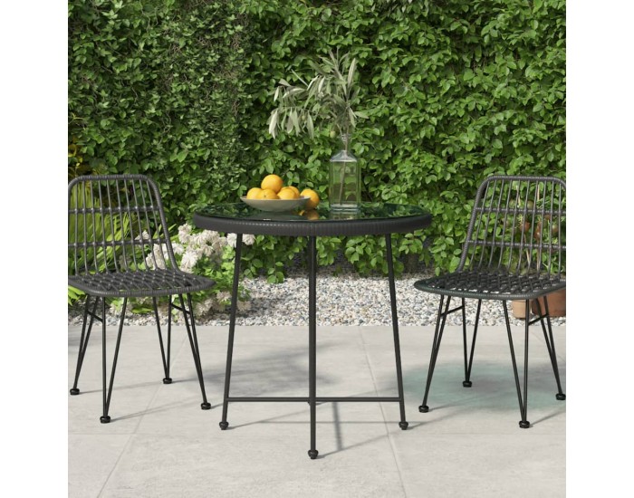 Sonata H Трапезна маса черна Ø80 см  закалено стъкло и стомана