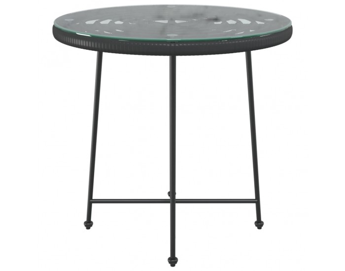 Sonata H Трапезна маса черна Ø80 см  закалено стъкло и стомана