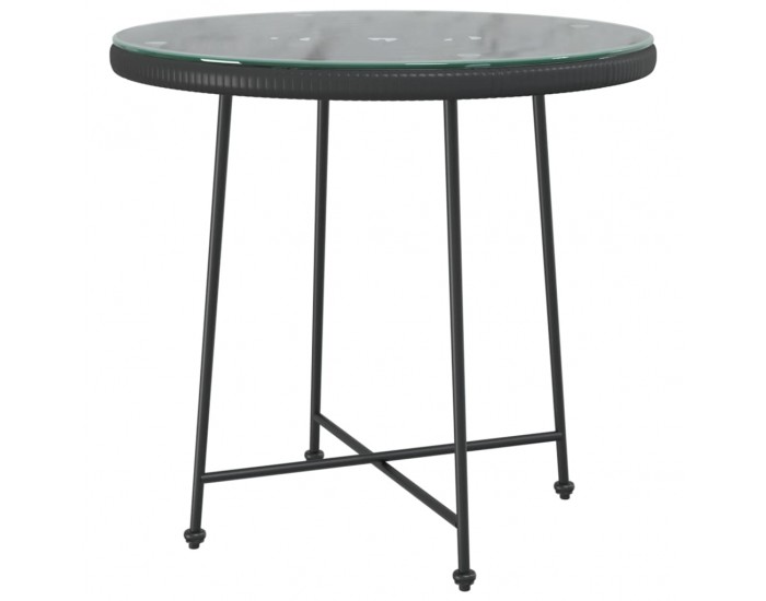 Sonata H Трапезна маса черна Ø80 см  закалено стъкло и стомана