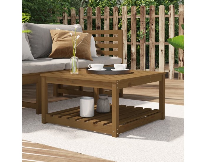 Sonata H Градинска маса меденокафява 82,5x82,5x45 см борово дърво масив