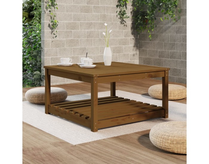 Sonata H Градинска маса меденокафява 82,5x82,5x45 см борово дърво масив