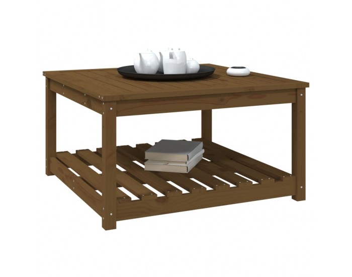 Sonata H Градинска маса меденокафява 82,5x82,5x45 см борово дърво масив