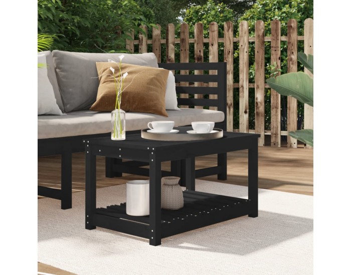 Sonata H Градинска маса черна 82,5x50,5x45 см масивна борова дървесина