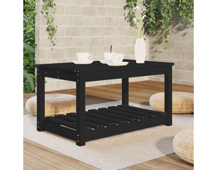 Sonata H Градинска маса черна 82,5x50,5x45 см масивна борова дървесина