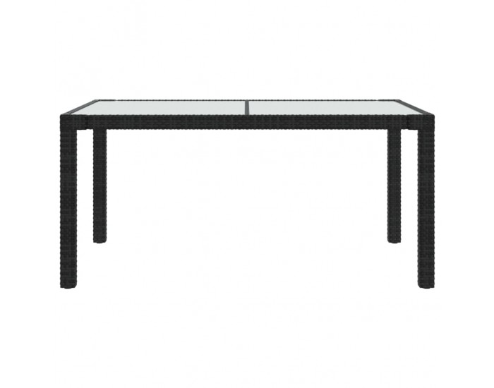 Sonata H Градинска маса 150x90x75 см закалено стъкло и полиратан черна
