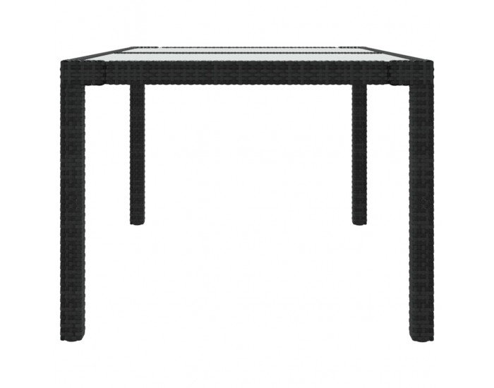 Sonata H Градинска маса 150x90x75 см закалено стъкло и полиратан черна